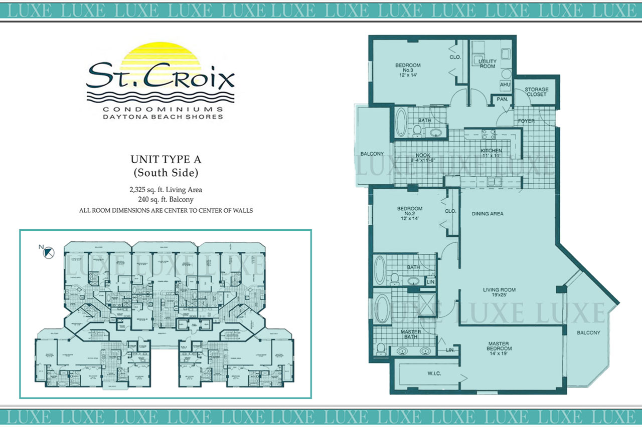 St Croix Condos Floor Plan A South Unit 05 - 3145 S Atlantic Ave Daytona Beach Shores - The LUXE Group 386.299.4043